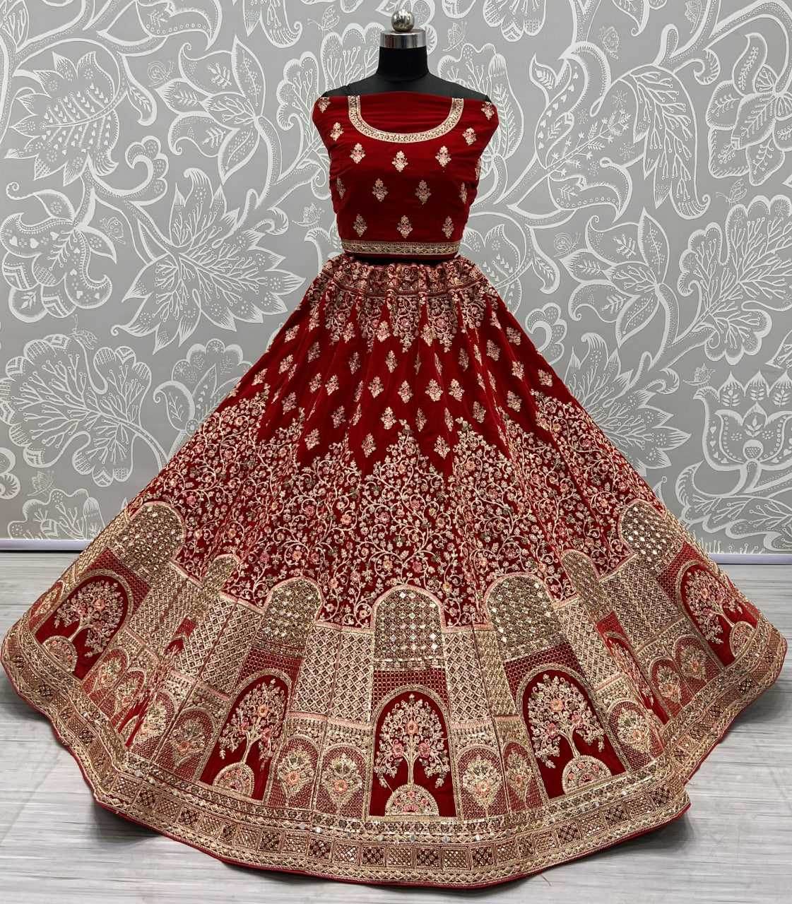 Velvet Chaniya Choli Designer Lehenga for Festive Elegance - MYLUXURY LANE ENTERPRISE